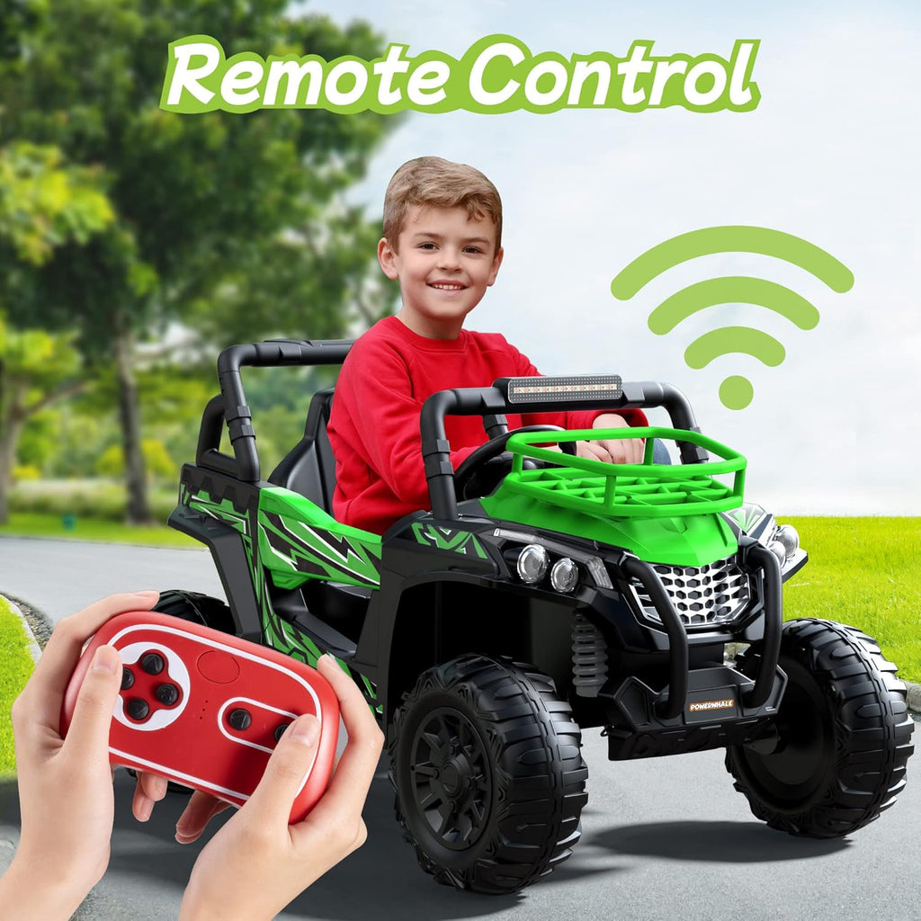 24V UTV Battery Powered Ride On Car with Remote Control 4WD Electric Car, Green, Large P35369