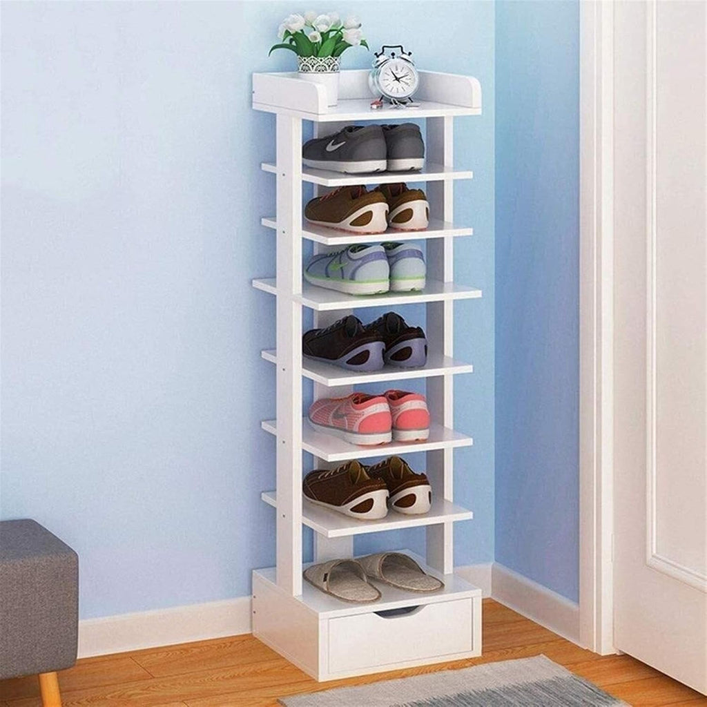 Tall Narrow Shoe Cabinet with Adjustable Shelf and Drawer O688