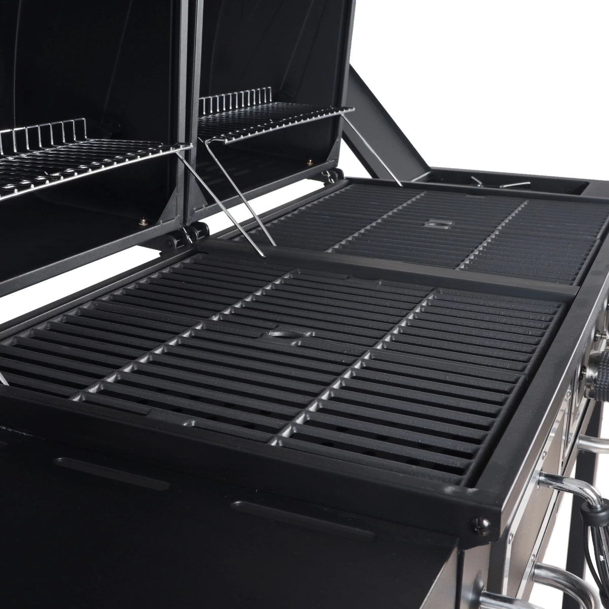 Dual Fuel Gas & Charcoal Combo Grill, Black with Stainless Y618