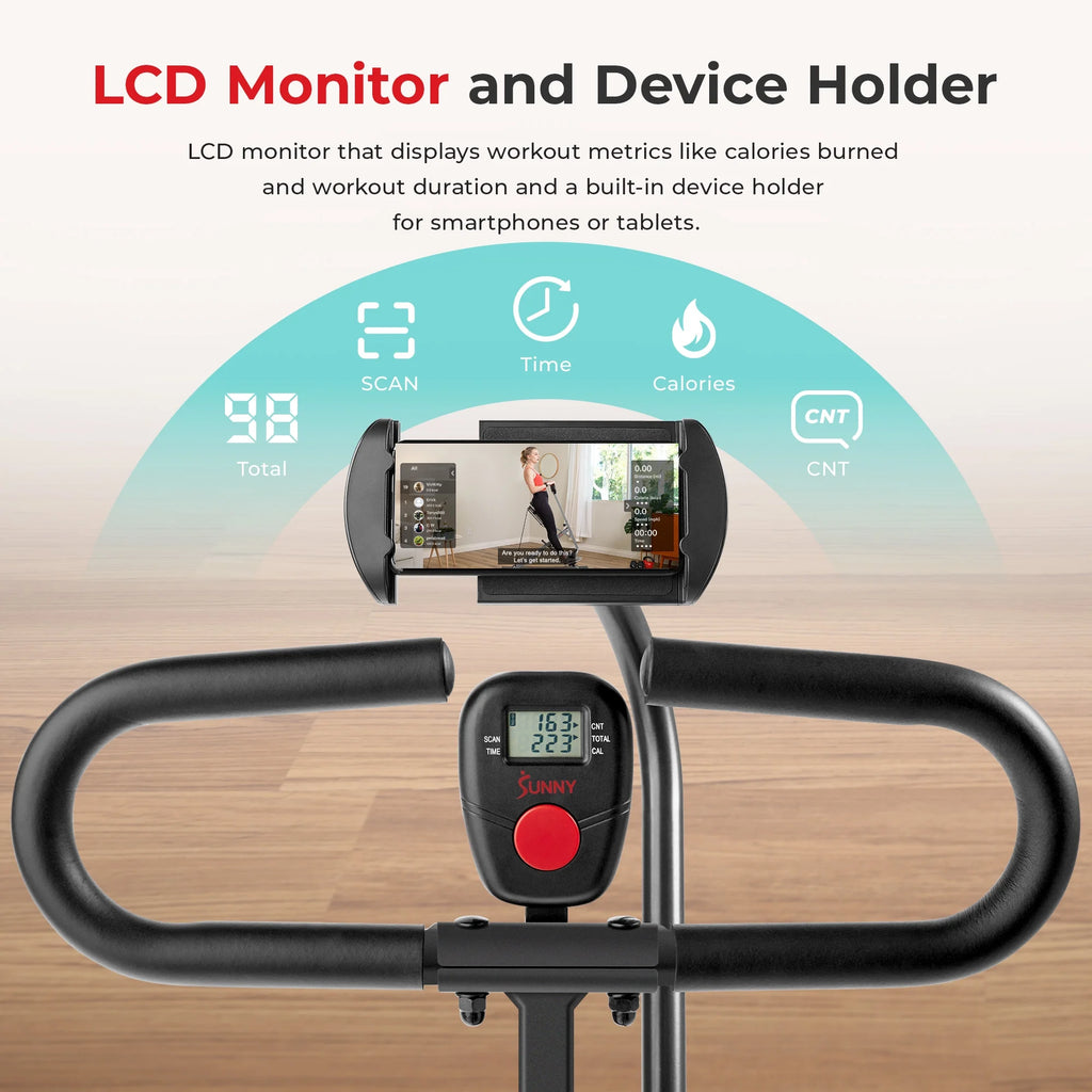 Smart Upright Row-N-Ride Exerciser, Squat Assist Trainer with Adjustable Resistance, Foldable H7821