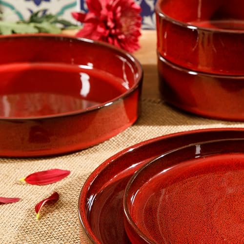 Amber Terracotta Reactive Glaze Dinnerware Set, Service for Four (16pcs) Z441293