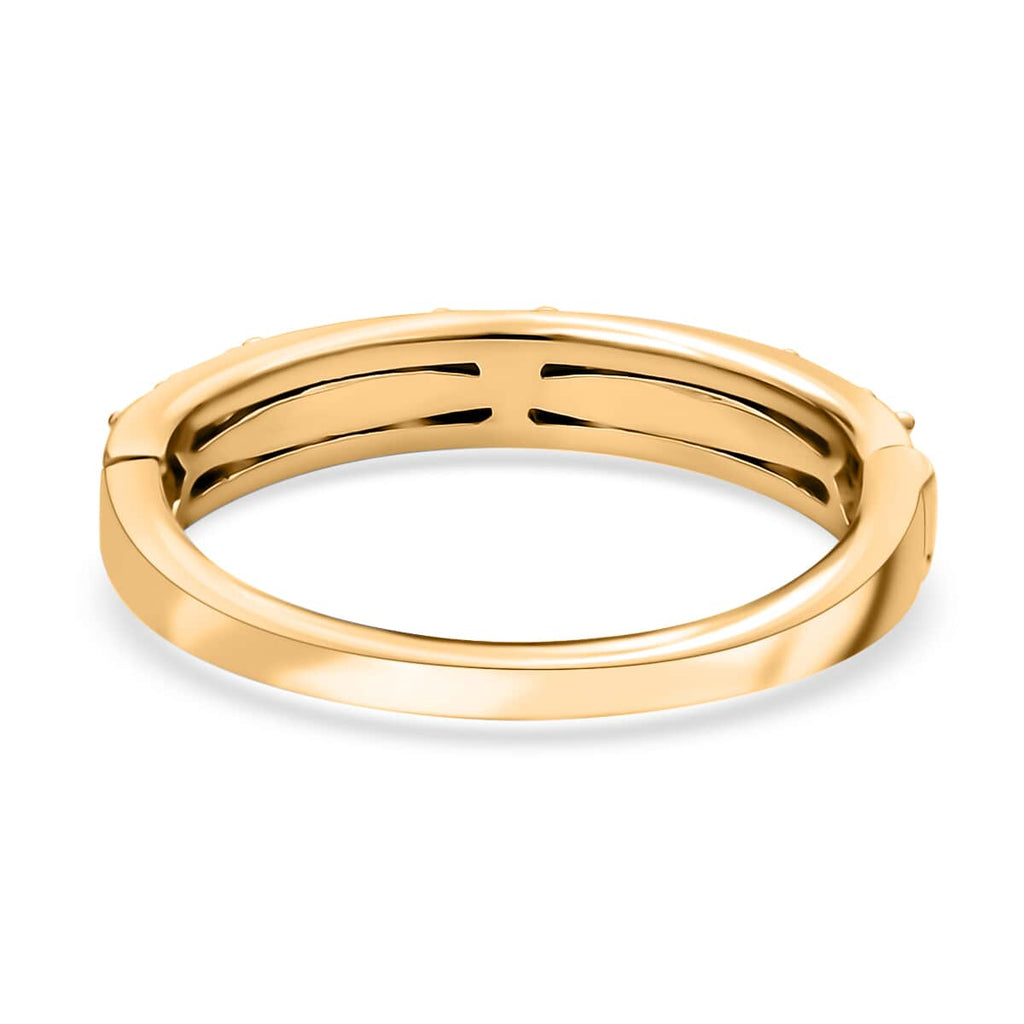 Moissanite Round 925 Sterling Silver Vermeil Yellow Gold Plated Eternity Band Ring Size 9 Ct 0.82 L16795