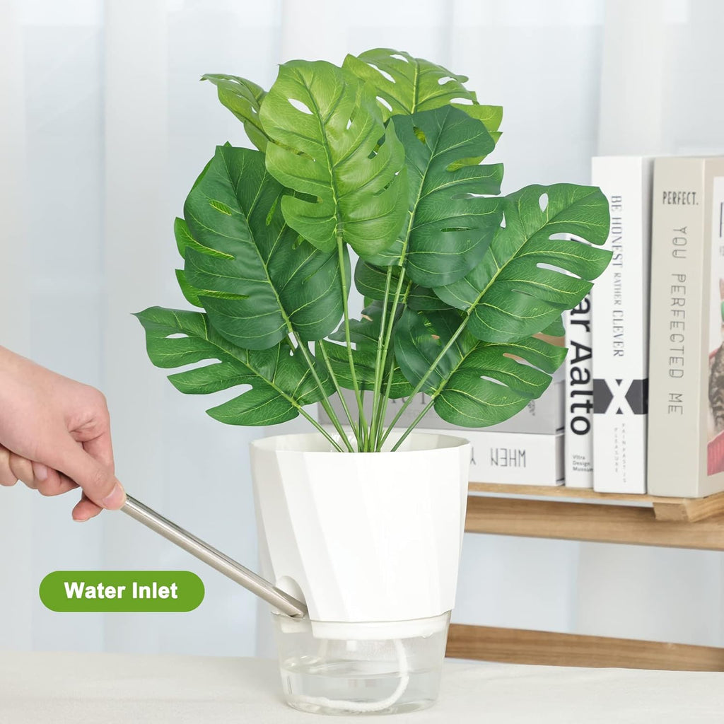 6 Pack Self Watering White Plant Pots Q424255