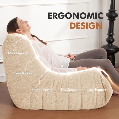 Black Plush Bean Bag Chair with Memory Foam C235