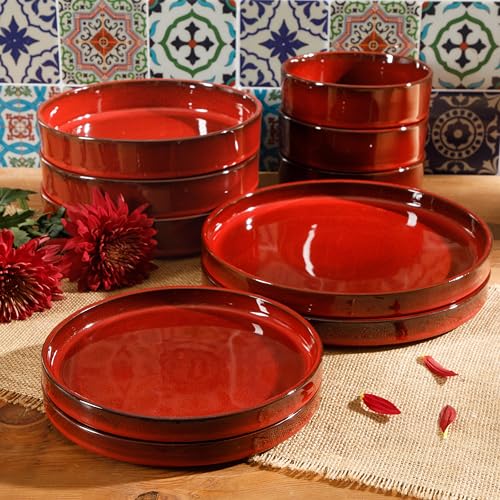 Amber Terracotta Reactive Glaze Dinnerware Set, Service for Four (16pcs) Z441293