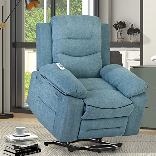 Beige Power Lift Recliner Chair with Adjustable Massage and Heating V6094