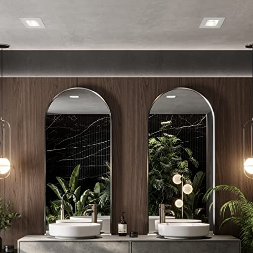 6" Ultra-Thin Recessed LED Downlight Canless IC Rated 1200 Lumens 5 Color Temperature Select Dimmable Square Black Trim 90 CRI H97192