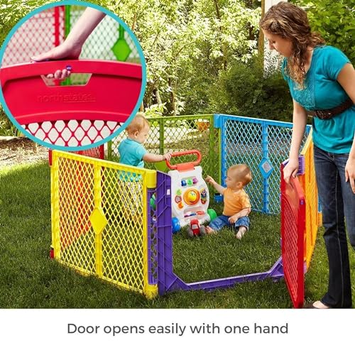 6 Panel Free Standing Play Yard, 26" Tall, Aqua F2932