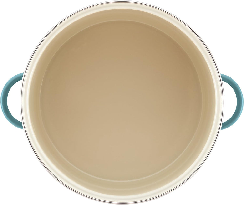16 Quart Aqua Blue Enamel on Steel Stockpot with Lid B766088