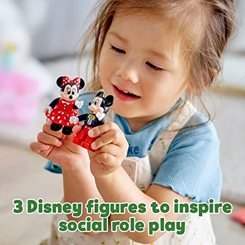Mickey & Minnie Mouse Birthday Train Building Toy with Number Bricks, Cake and Balloons, for Ages 2+ X527