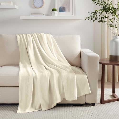 100% Cotton Twin Size Blanket (90 x 66 Inch, White) B154