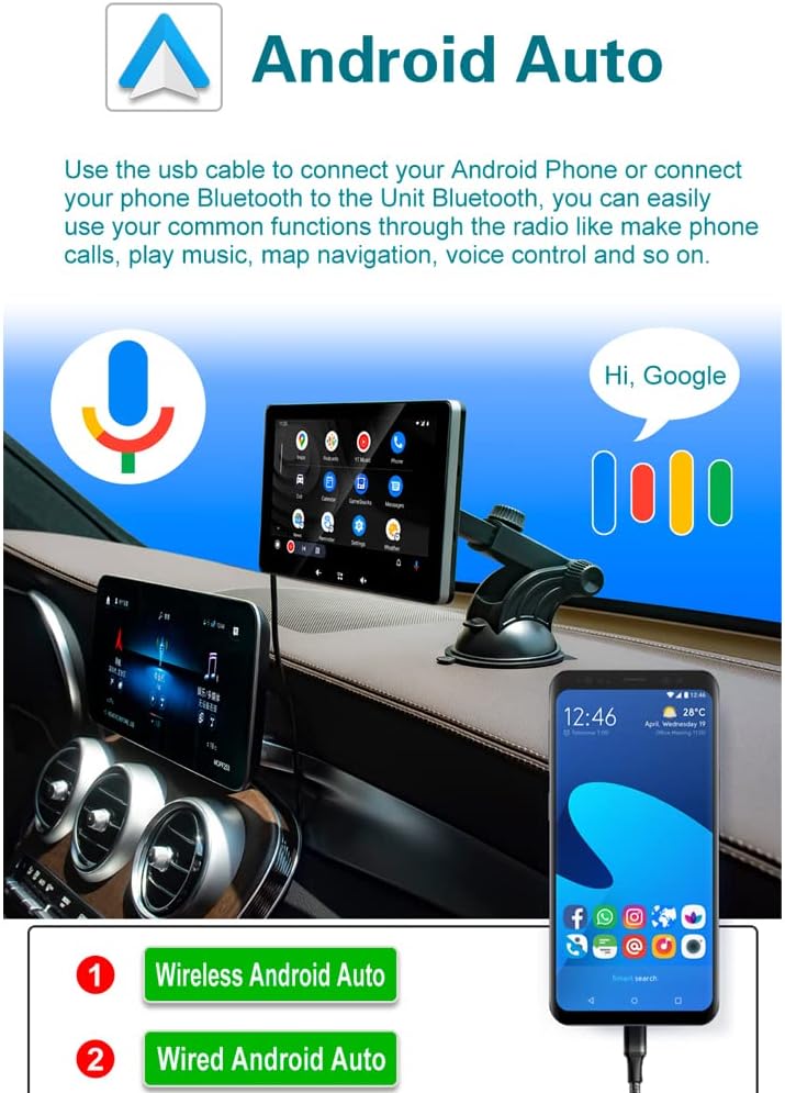 7 Inch Touchscreen Monitor with Bluetooth Car Stereo T12460