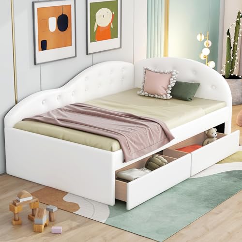 Gray Velvet Twin Size Daybed with Storage Drawers T781