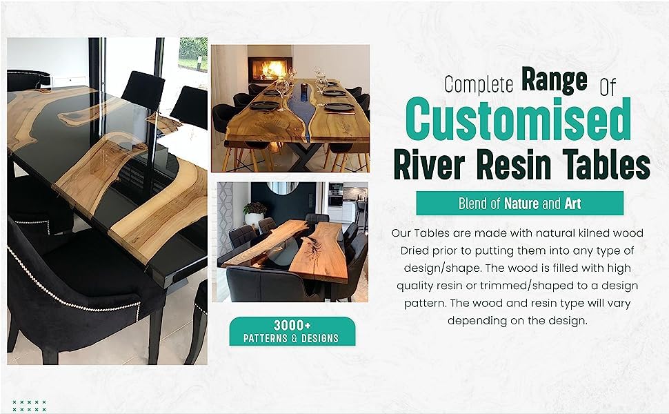 Epoxy Wooden Dining Table (30 x 36 x 24 Inches) M583