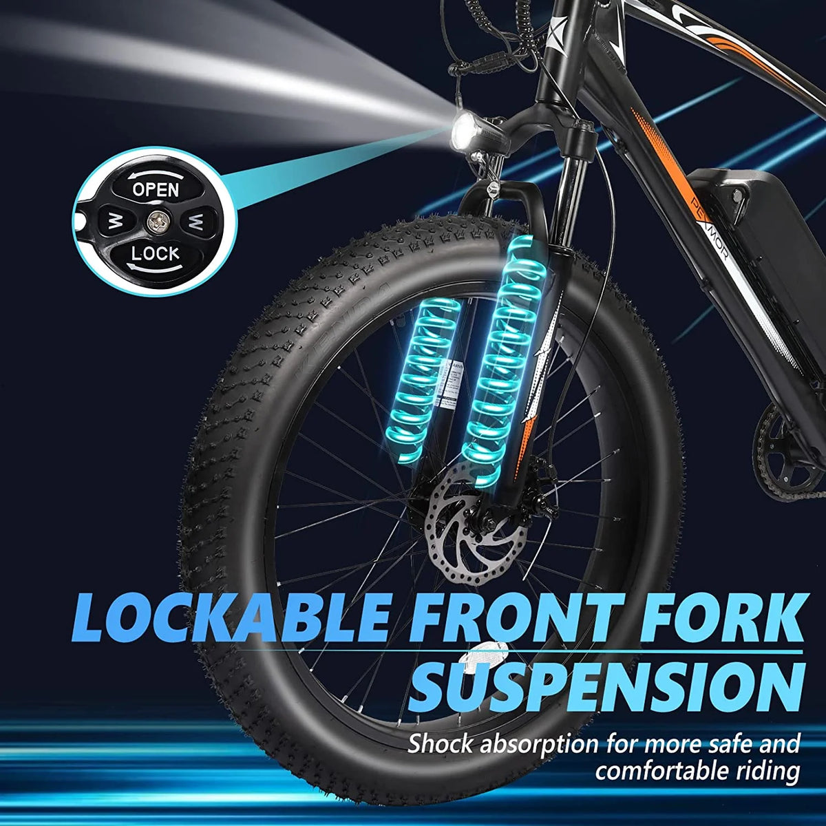 26" Fat Tire Electric Bike 500W 48V 13AH Removable Battery 20MPH C153