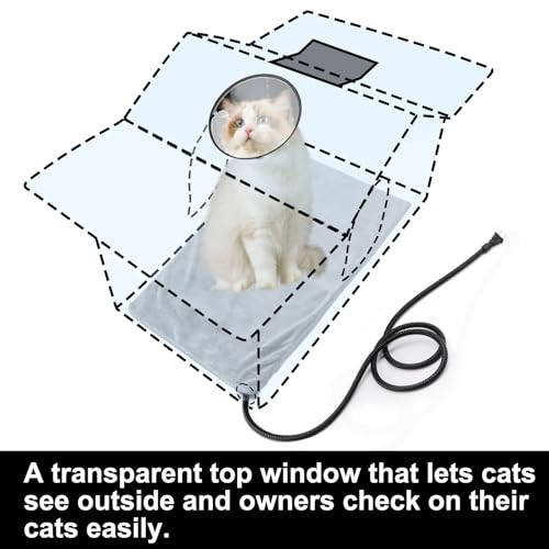 Weatherproof Large Cat Shelter with Roof Window and Cozy Cushion A86373
