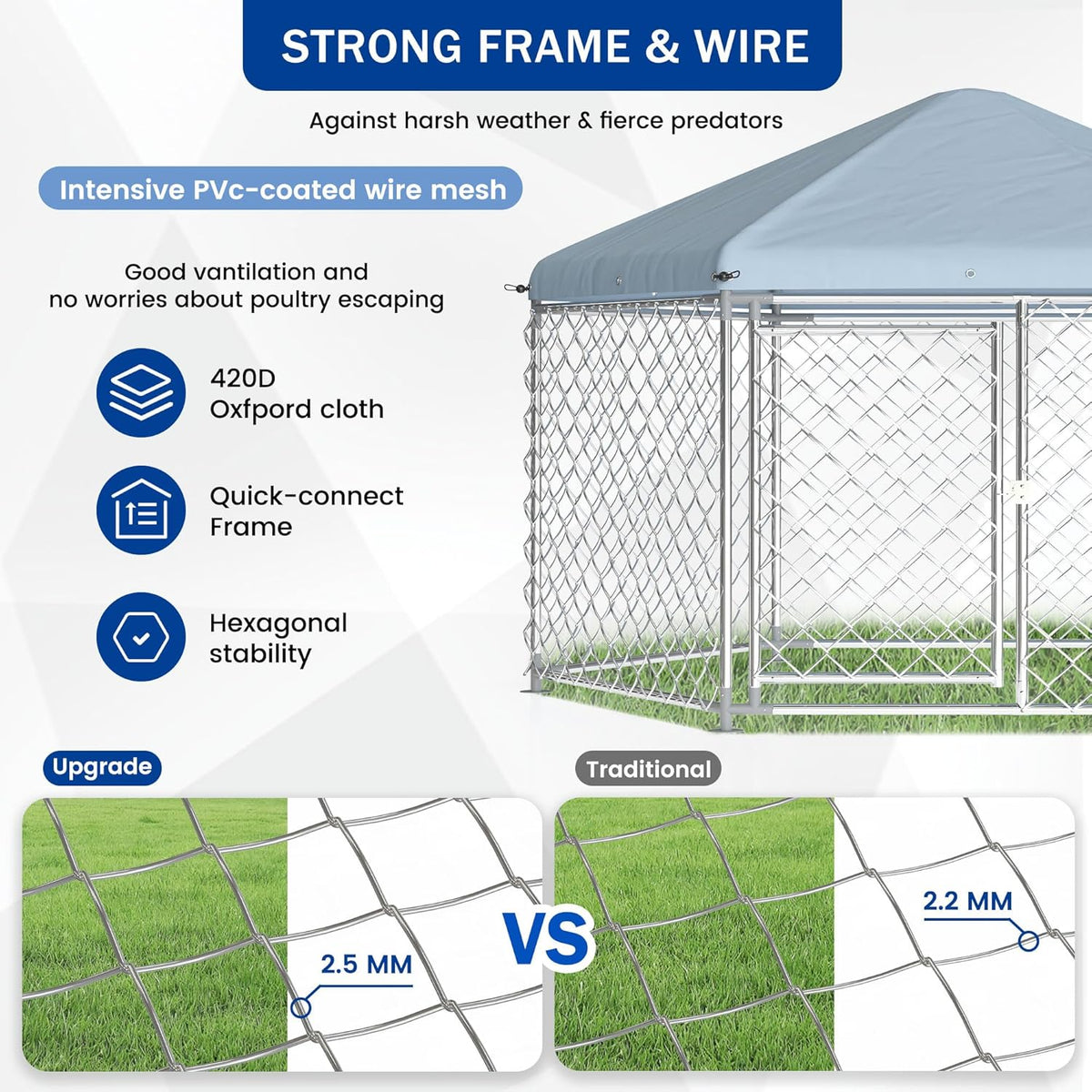 Large Dog Kennel with Roof and Metal Gate I54785