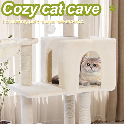 White 40'' Cat Tree Tower with Scratching Post K55638