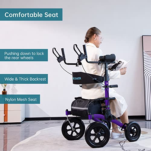 Compact Folding Upright Rollator Walker with 12" Front Wheels R896