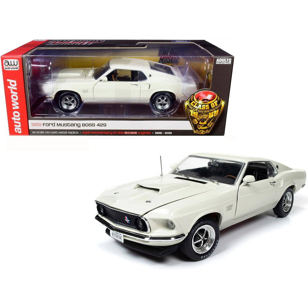 1969 Ford Mustang Fastback Boss 429 Wimbledon White 1/18 Diecast Q95817