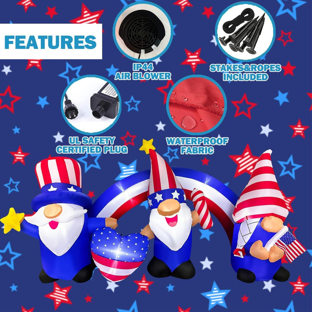 7 FT Inflatable 3 Gnomes with Archway Decorations R3385