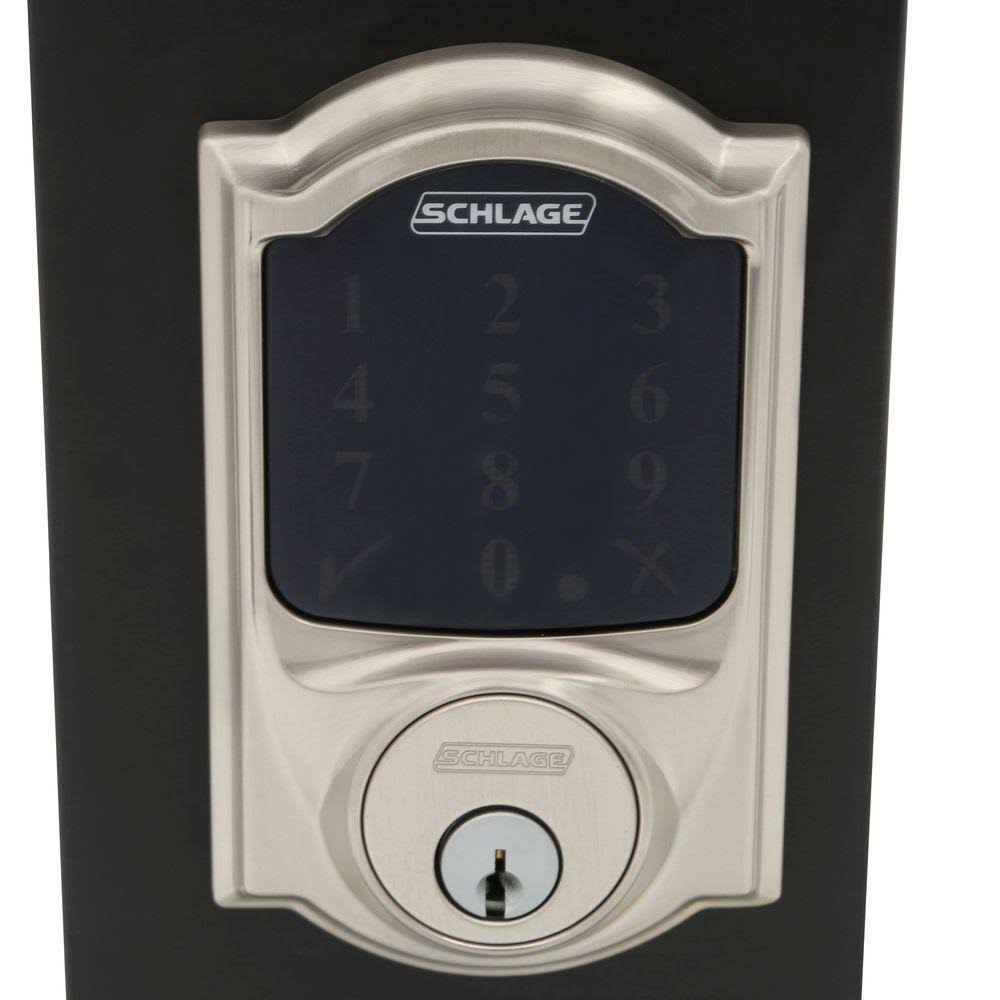 Satin Nickel Touchscreen Deadbolt with Alarm S322