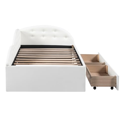 Gray Velvet Twin Size Daybed with Storage Drawers T781