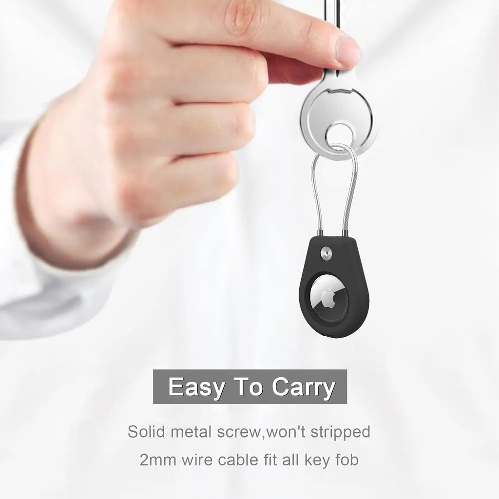 Black AirTag Holder with Keychain V6129