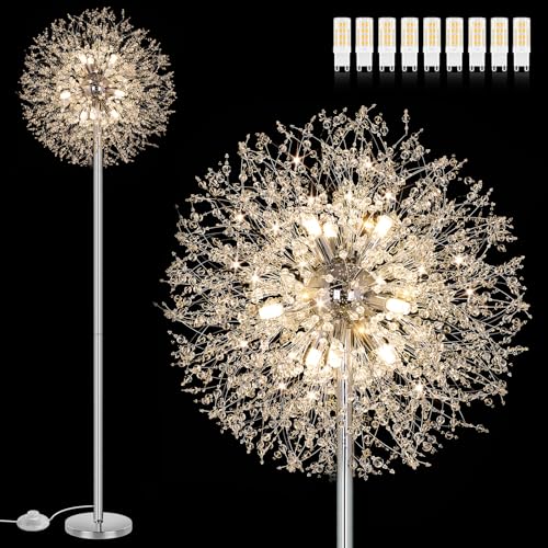 69'' Crystal Floor Lamp with K9 Crystals, Silver Chrome Y562859