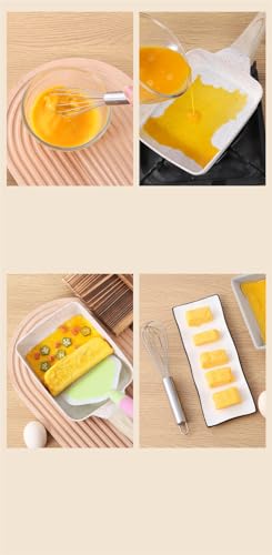 White Square Nonstick Tamagoyaki Pan with Lid and Oil Brush L399