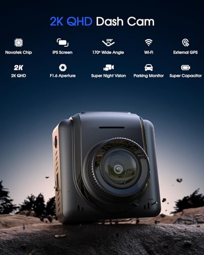 Mini Dash Cam with WiFi, 2K, WDR Night Vision, Parking Monitor B3624