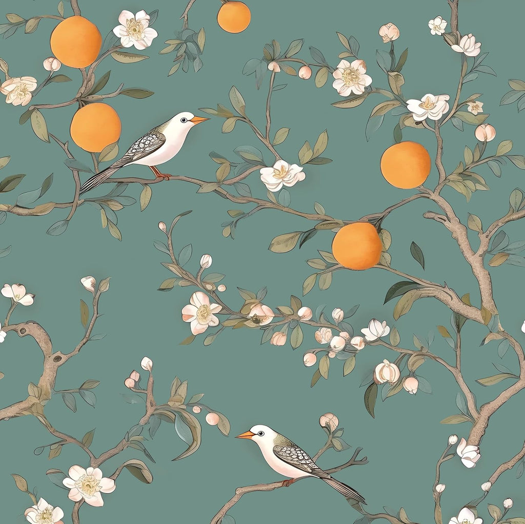 Green Floral Wallpaper Peel and Stick, 17.5" x 118" N181672