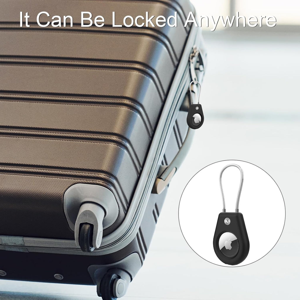 Black AirTag Holder with Keychain V6129