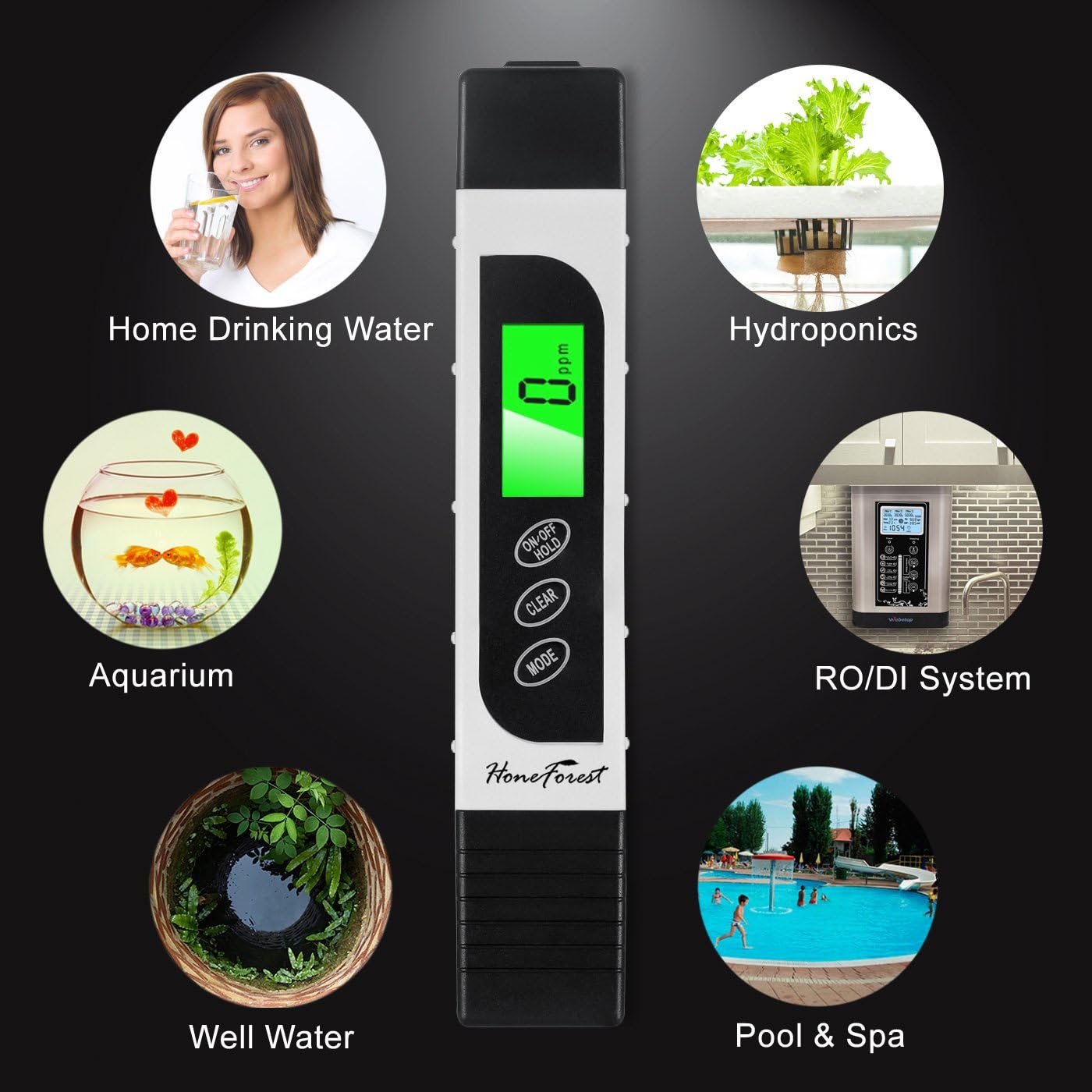 TDS Meter EC Meter Temperature Meter 3 in 1 0-9990ppm E4336