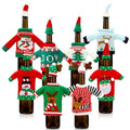 16 Sets Christmas Wine Bottle Sweater Cover with Hat Knitted Dress Snowman Elk Santa M733