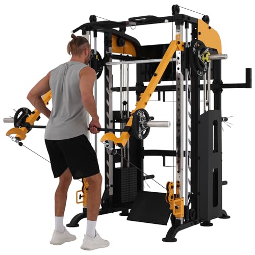 Smith Machine with Lever Arms Pulley Ratio 2:1 Squat Rack Pull Up Bar A4682