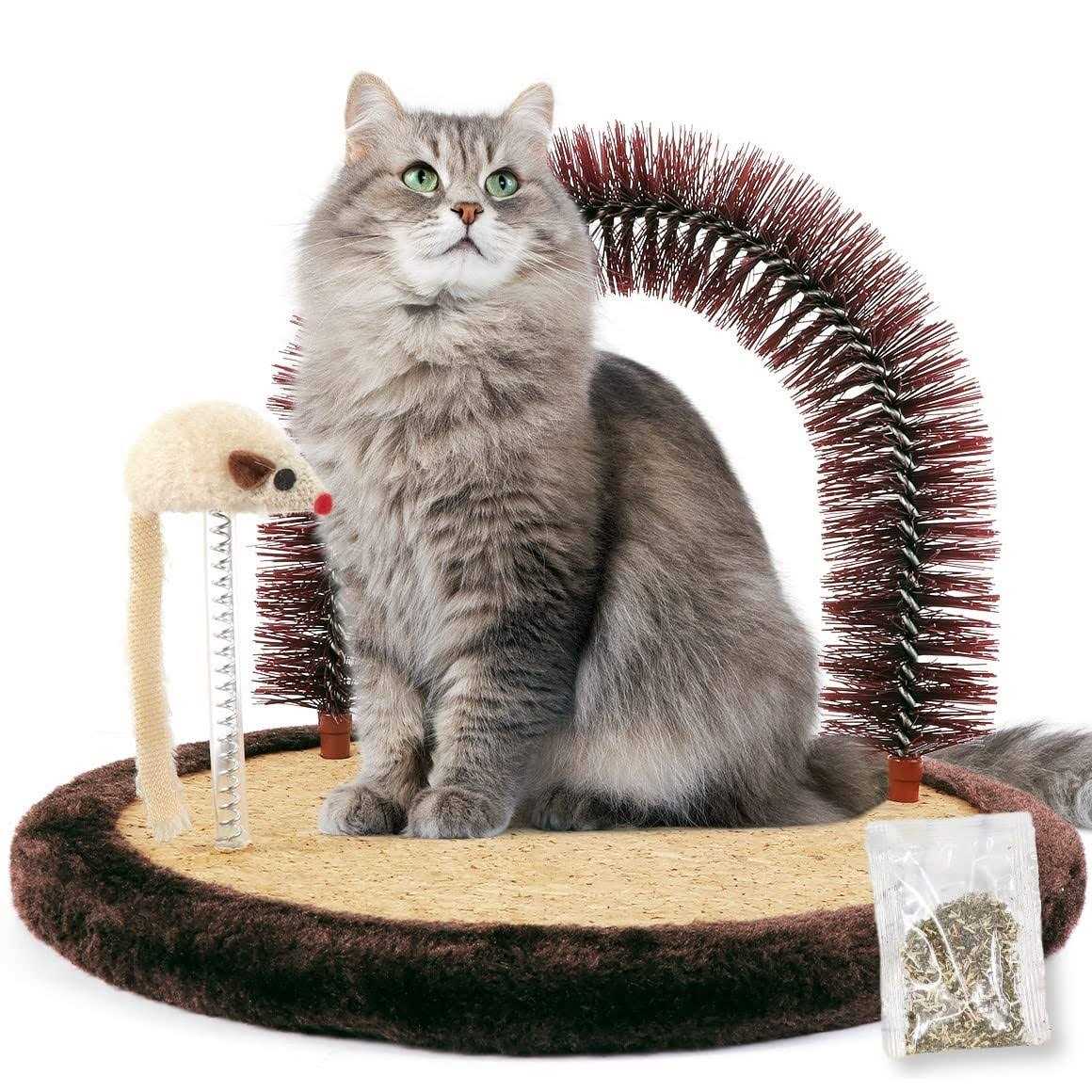 Cat Arch Self Groomer Massager with Cat Scratching Pad and Catnip Toy N28482