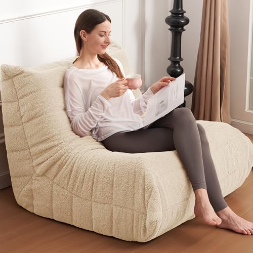 Black Plush Bean Bag Chair with Memory Foam C235