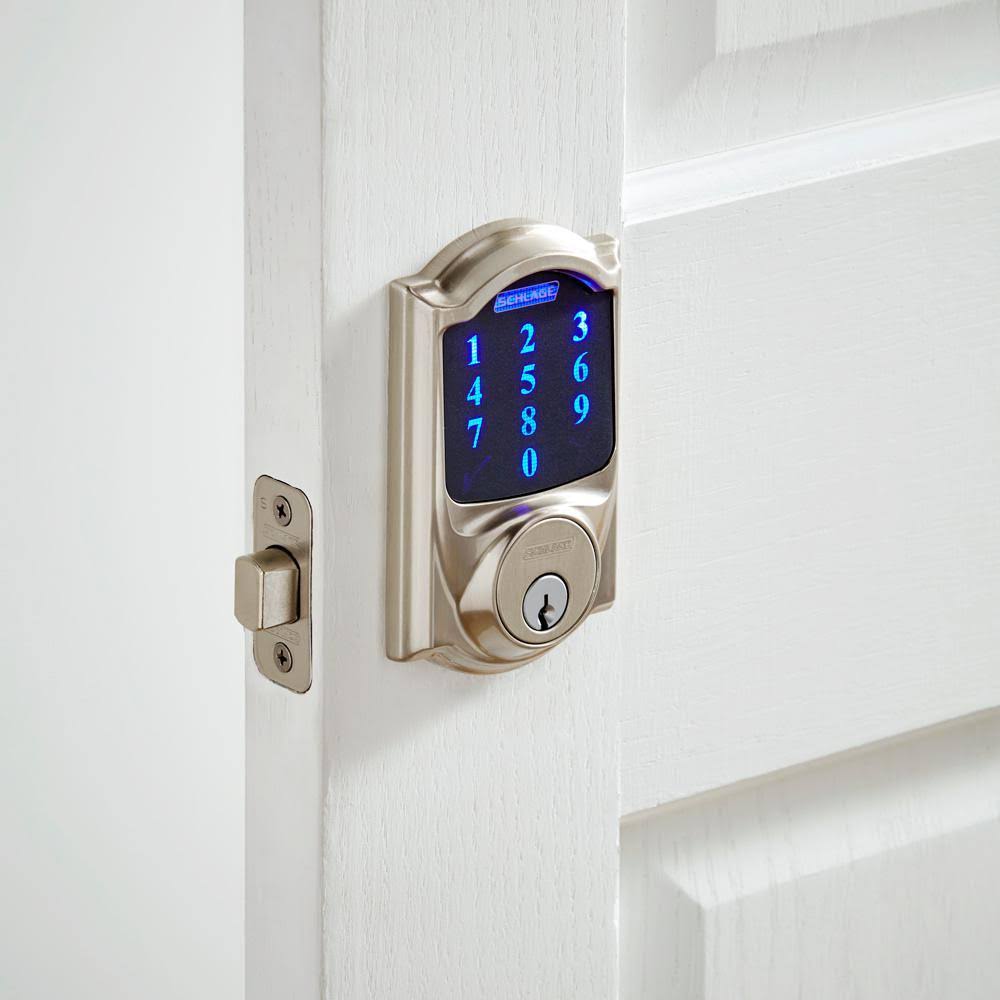 Satin Nickel Touchscreen Deadbolt with Alarm S322