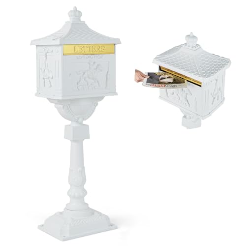 Black Cast Aluminum Locking Mailbox with Post N783