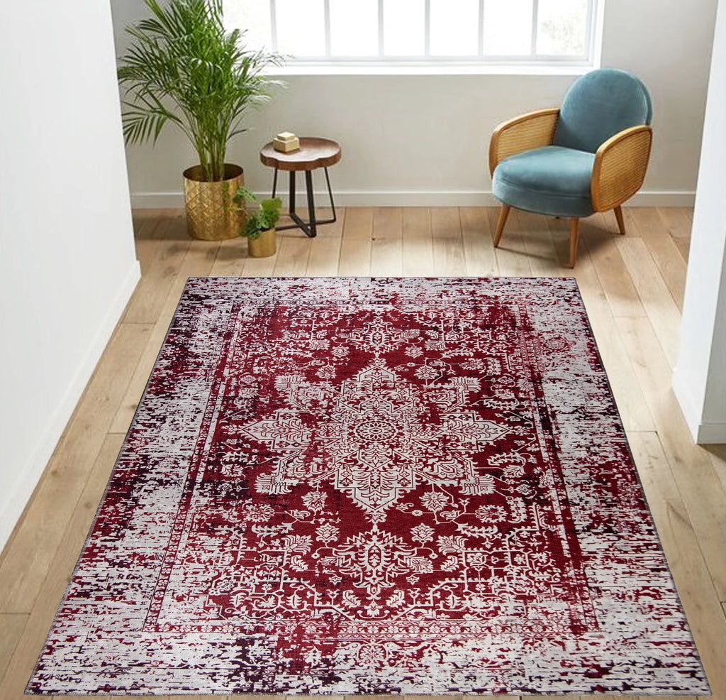 Washable Area Rug Low Profile Persian Runner Anti Slip Backing Foldable Carpet I50567