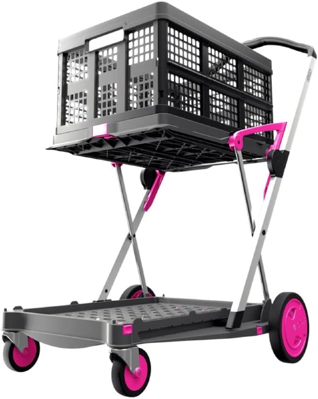 Multi use Functional Collapsible Mobile Folding Trolley Shopping Cart with Storage Crate (Green) O833990