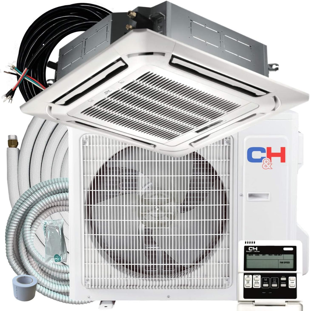 18,000 BTU Ceiling Cassette Ductless Mini Split AC/Heating System with Heat Pump S72482
