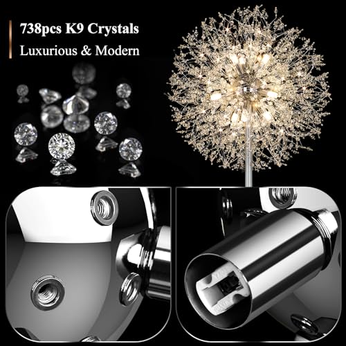 69'' Crystal Floor Lamp with K9 Crystals, Silver Chrome Y562859