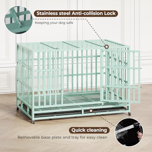 Heavy Duty Steel Dog Crate with Wheels and Removable Tray T1115