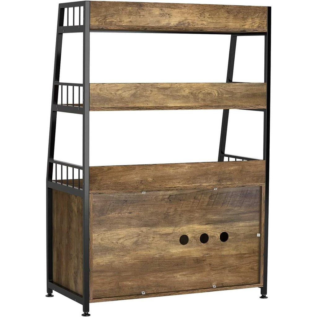 Large Hidden Cat Litter Box Enclosure Furniture with Shelf Wood T893