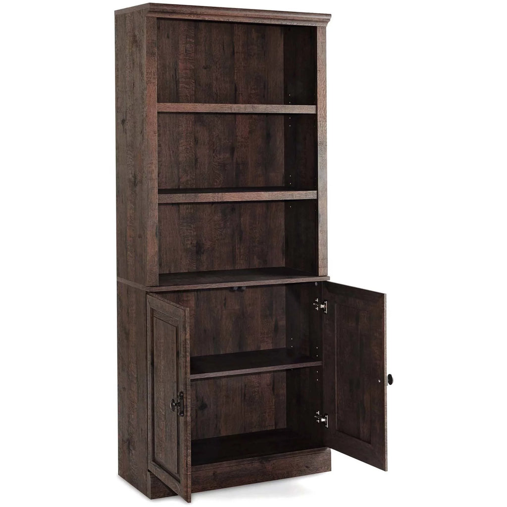 Heritage Walnut Finish 5 Shelf Bookcase with Doors G140804