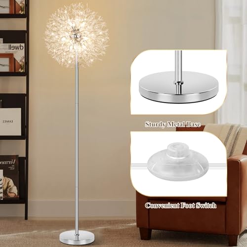 69'' Crystal Floor Lamp with K9 Crystals, Silver Chrome Y562859