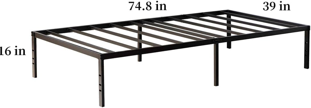 Twin XL Metal Platform Bed Frame with Storage Space Under Frame, Black T689940