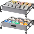 2 Pack Rolling Under Bed Shoe Storage with Breathable Mesh Pockets O102811